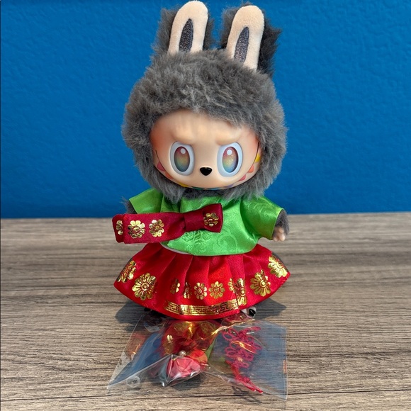 Other - Labubu Hanbok Korean outfit in red and green